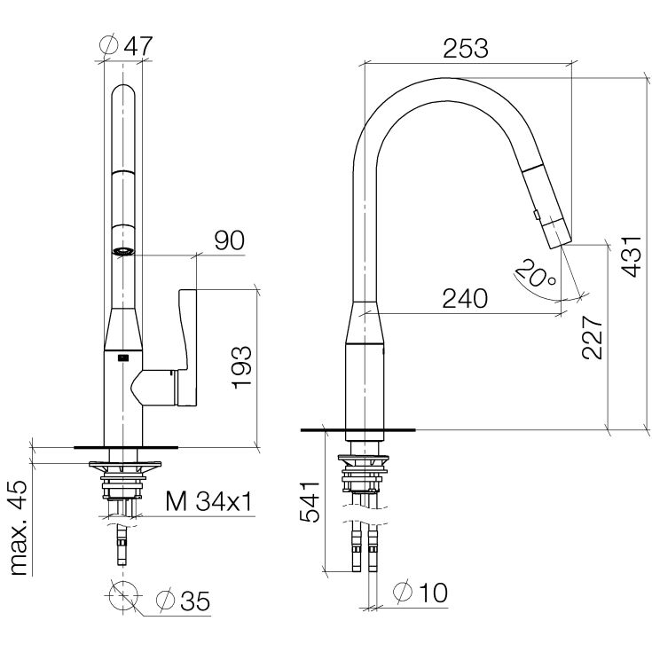 Dornbracht Sync køkkenarmatur, krom