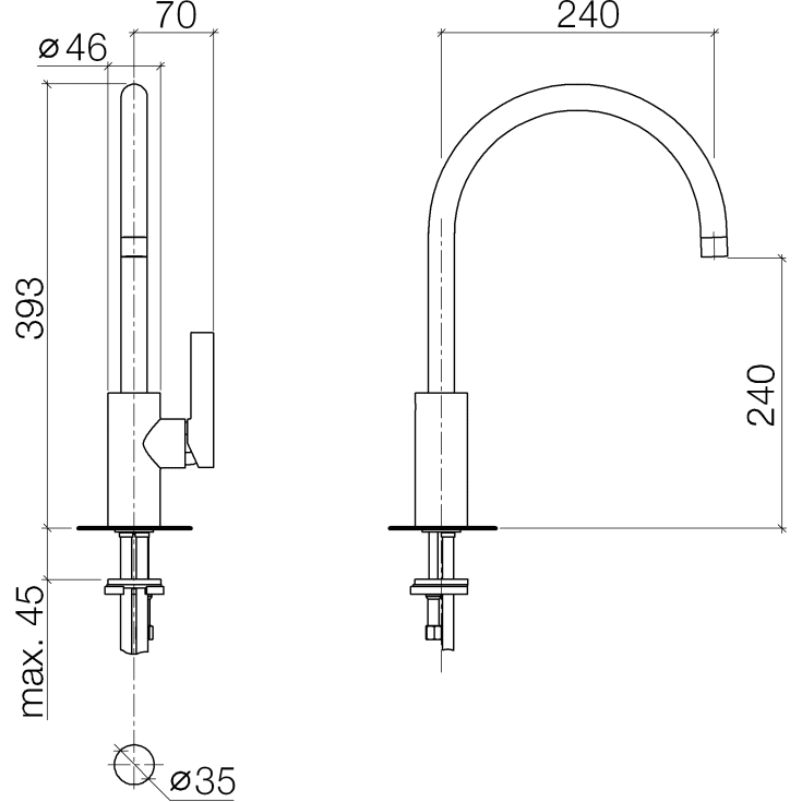 Dornbracht Tara Ultra køkkenarmatur, krom