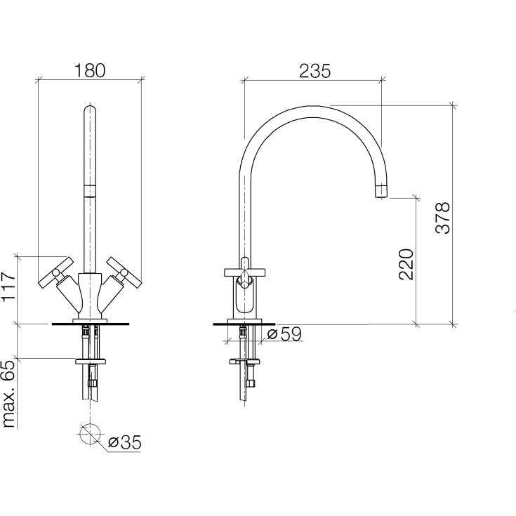 Dornbracht Tara køkkenarmatur, krom