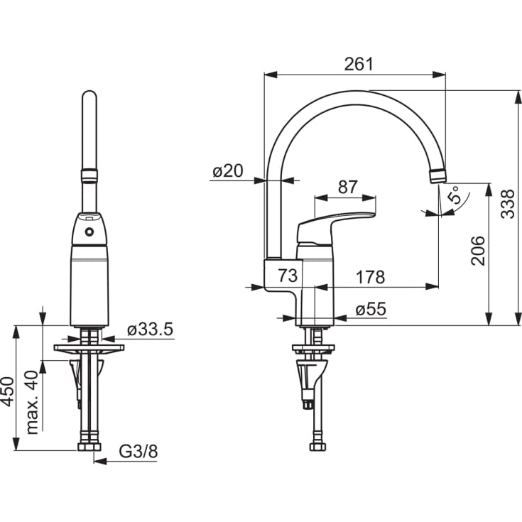 Oras Safira køkkenarmatur, krom