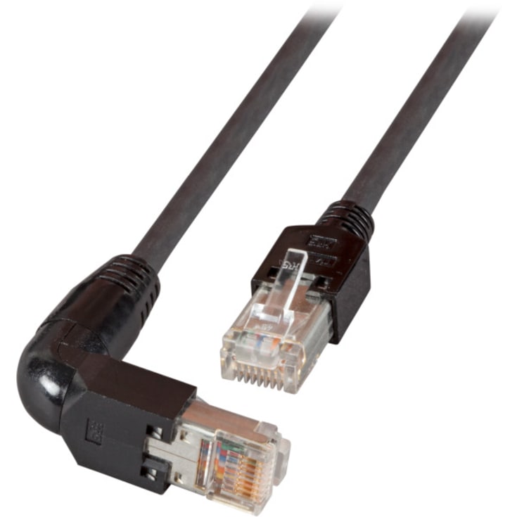 Patchkabel UTP Cat.5e 3.0M, RJ45 rak - RJ45 vinkel, svart
