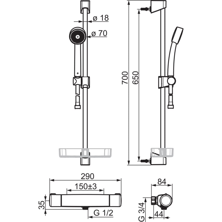 Oras Nova brusesæt, krom