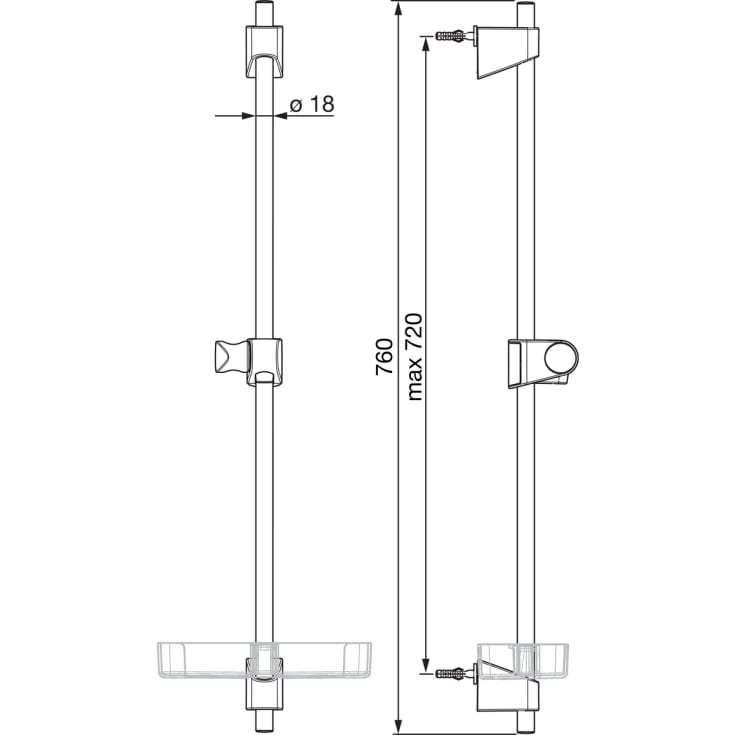 Oras Apollo duschstång, 72 cm, krom