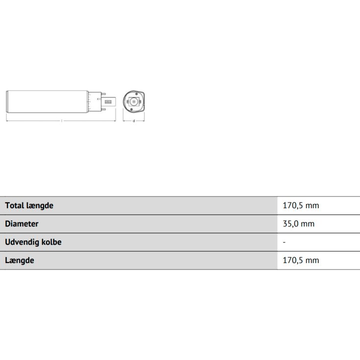 Osram Dulux G24d-3 LED kompaktrør, 10W, 3000K