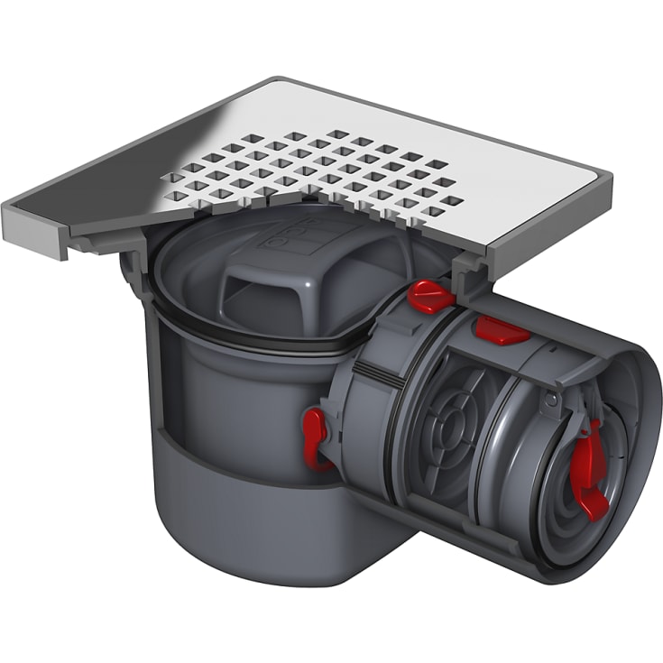 Aco Junior kælderafløb, til beton og flisegulv, højvandslukke, Ø100 mm