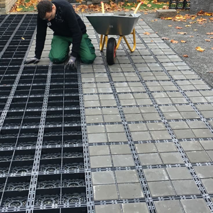 448 st Byggros Ecoblock Stenbeläggningssten, grå betong, 4 st. per ram
