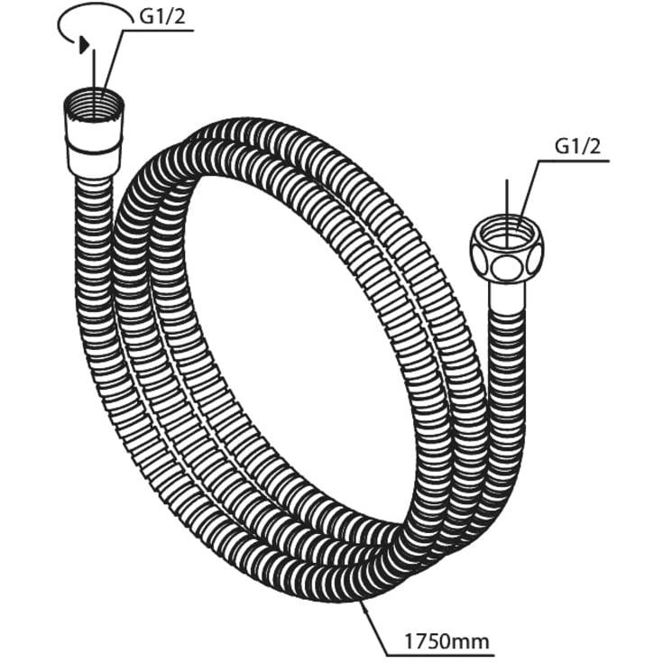 Damixa dusjslange, 1,75 meter, rustfrit stål