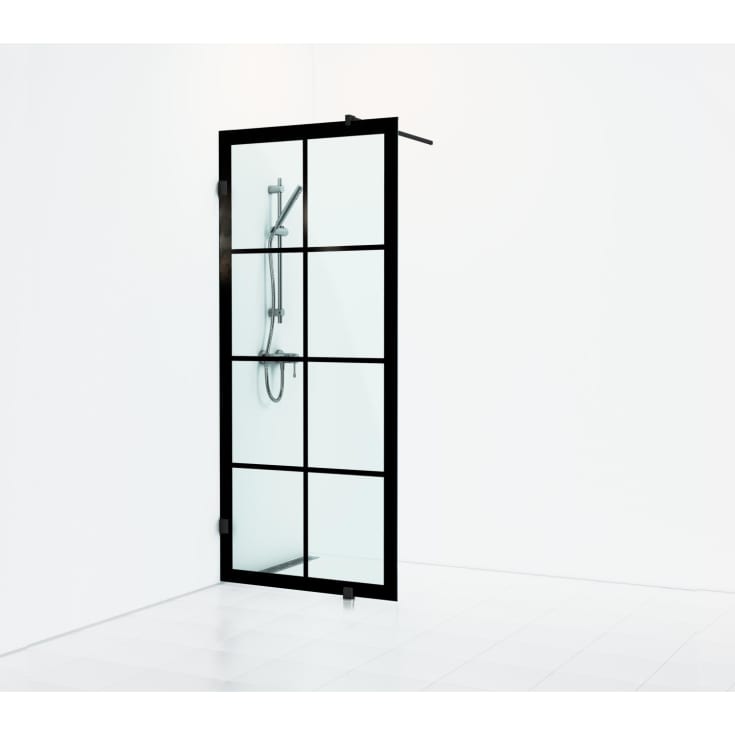 Svedbergs 180° Rista Skærmvæg Fast 88x200 Sort Mat/Klart
