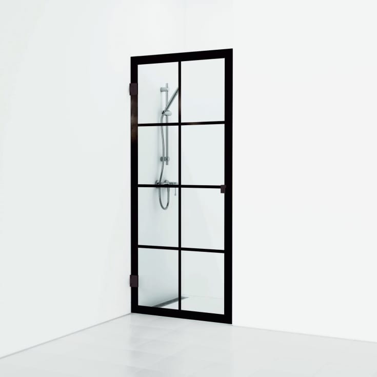 Svedbergs 180° Rista dusjnisje rett, 90 cm, industridekor, sort matt profil
