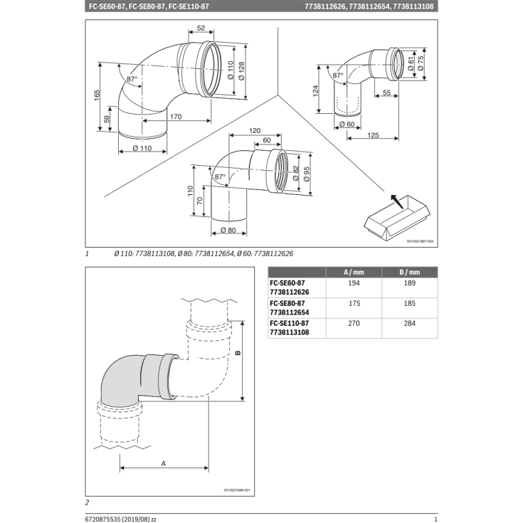 Bosch 60 mm 87° balanceret aftræksbøjning