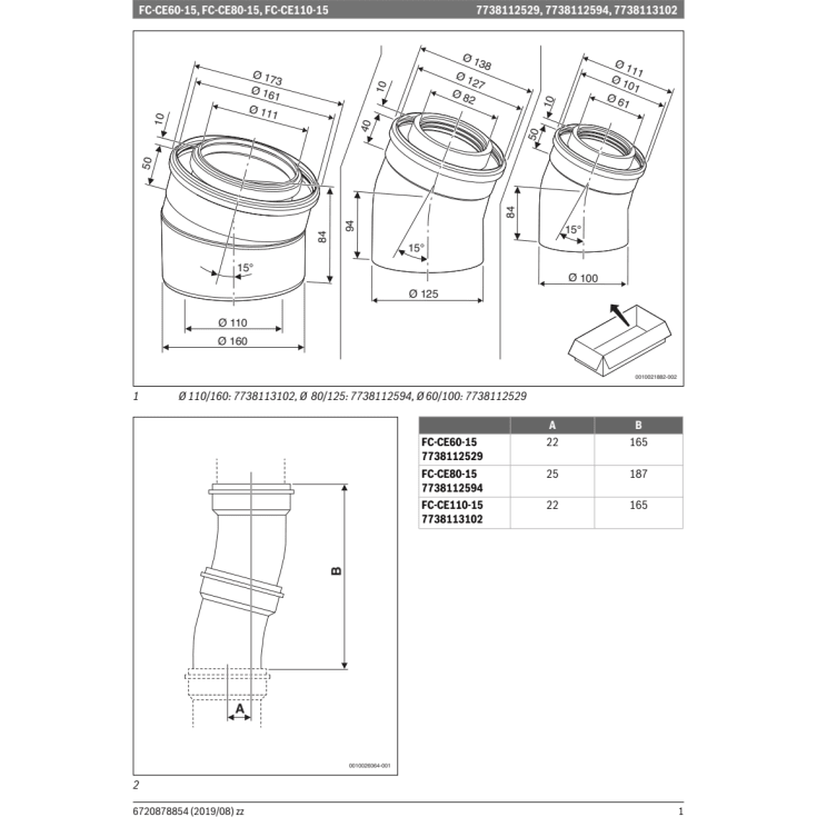 Bosch 80/125 15° mm balanceret aftræksbøjning