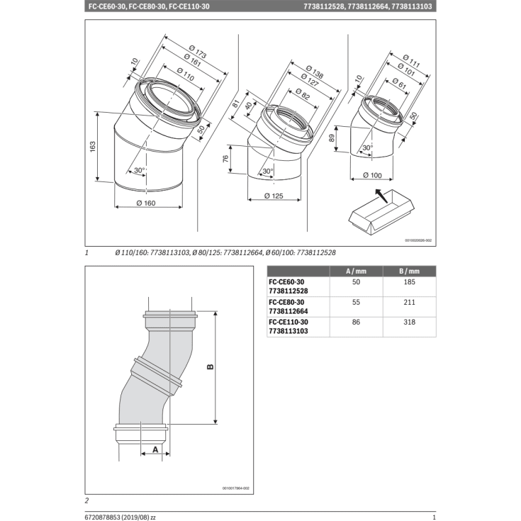Bosch 80/125 mm 30° balanceret aftræksbøjning