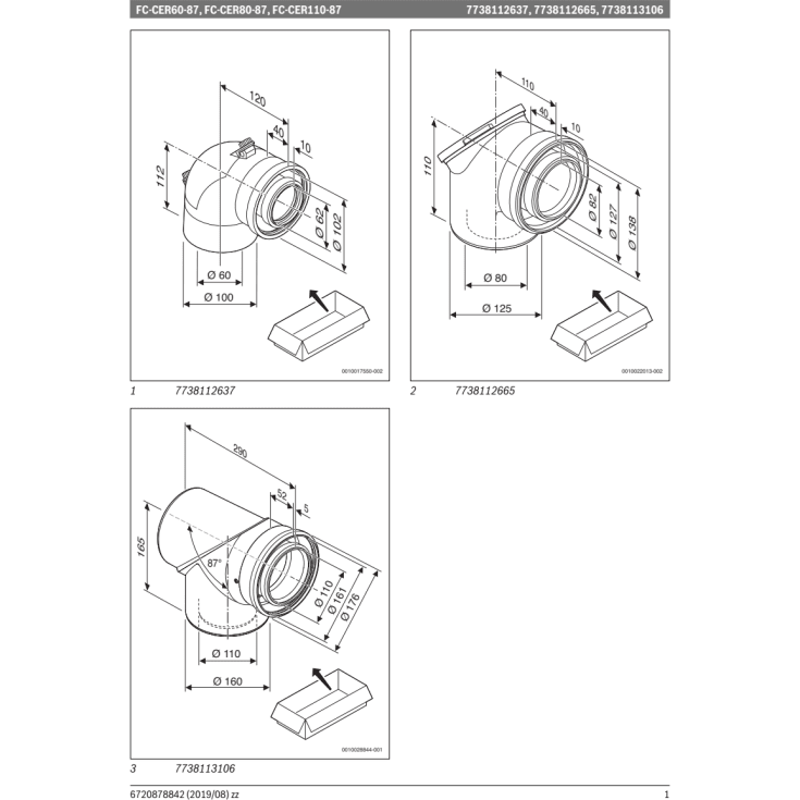 Bosch 80/125 87° mm balanceret aftræksbøjning, inspektion
