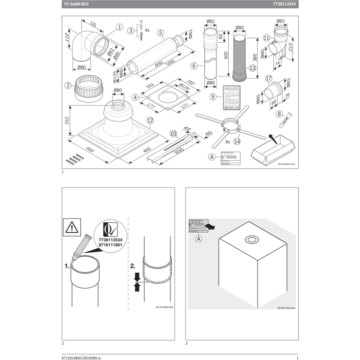 Bosch 80/125 mm aftrækspakke til skorsten, B53