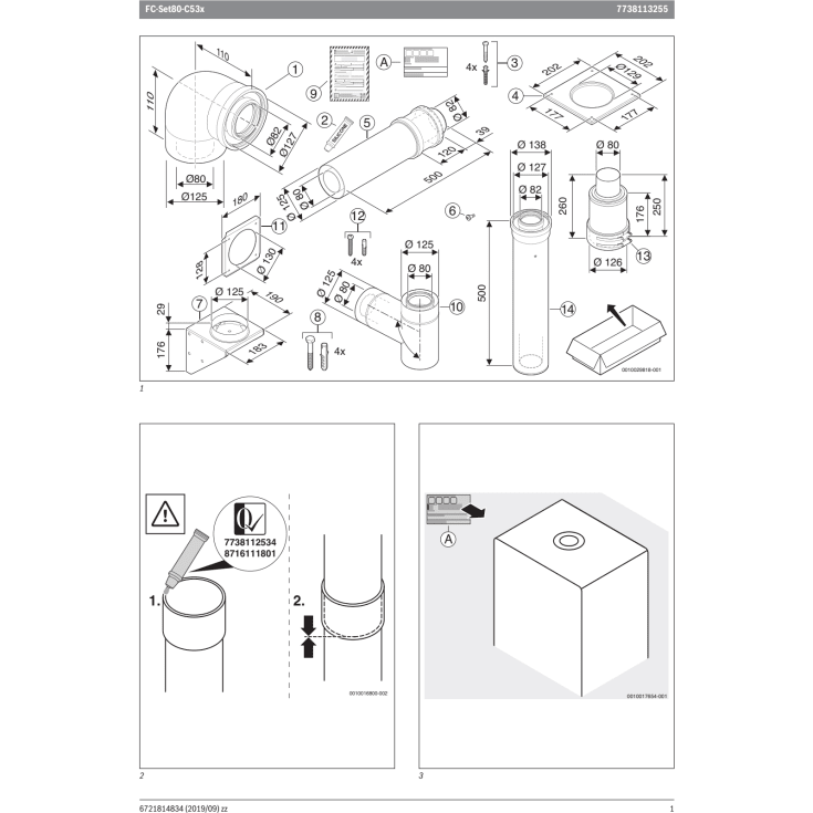 Bosch 80/125 mm aftrækspakke til facade, C53x