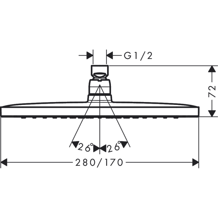Hansgrohe Croma takdusj, 28x17 cm, krom