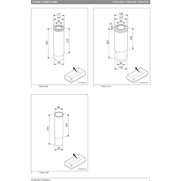 Bosch 80 mm aftræksrør med skydestykke