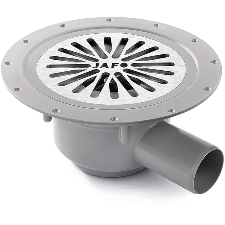 Jafo golvbrunn PS 50 GR med mattpaket inkl. rostfri sil, grå