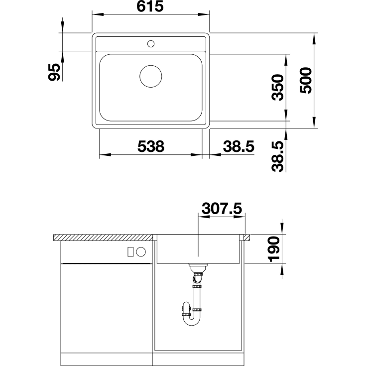 Blanco Lemis 6-IF køkkenvask, 61,5x50 cm, rustfrit stål