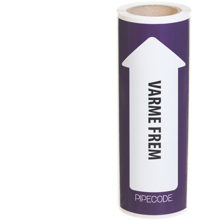 Pipecode Rørmærke - Varme frem - 160mm x 10m