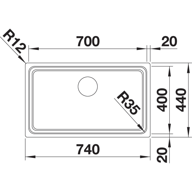 Blanco Etagon 700-IF/N UXI køkkenvask, 74x44 cm, rustfrit stål