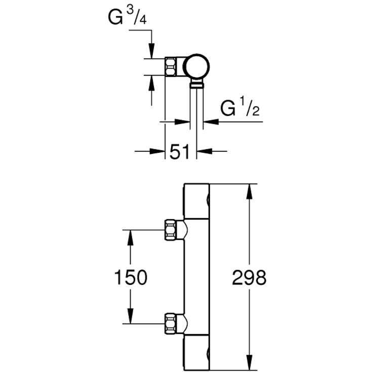 Grohe Grohtherm 800 Cosmopolitan brusearmatur, krom