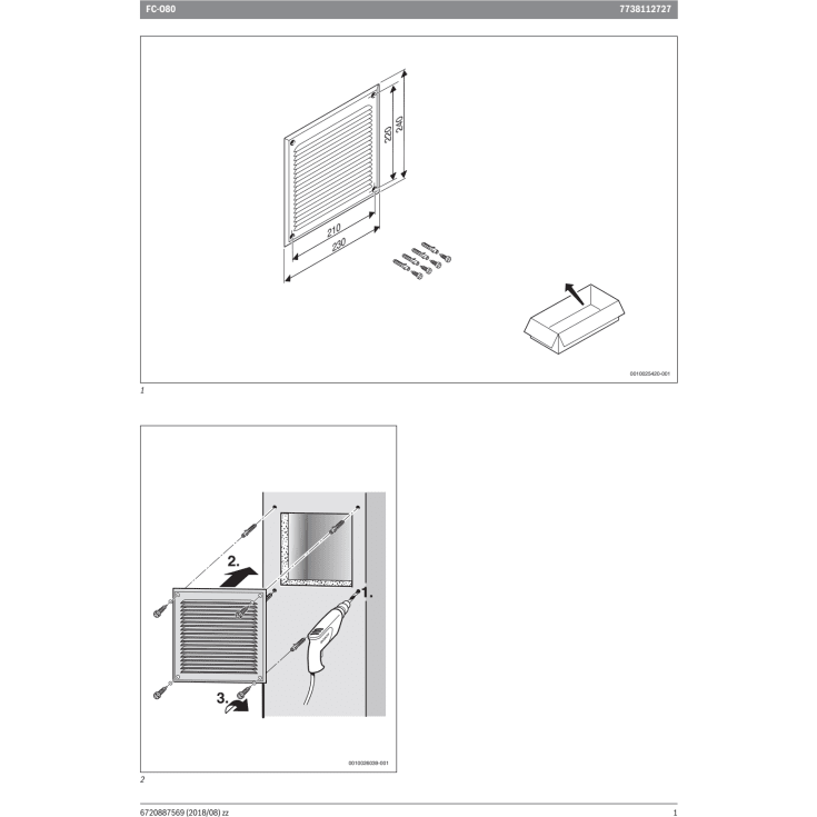 Bosch 240x240 mm friskluftsgitter, hvid