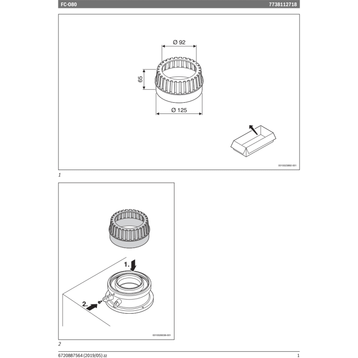 Bosch 80/125 mm kedel friskluftsgitter, hvid