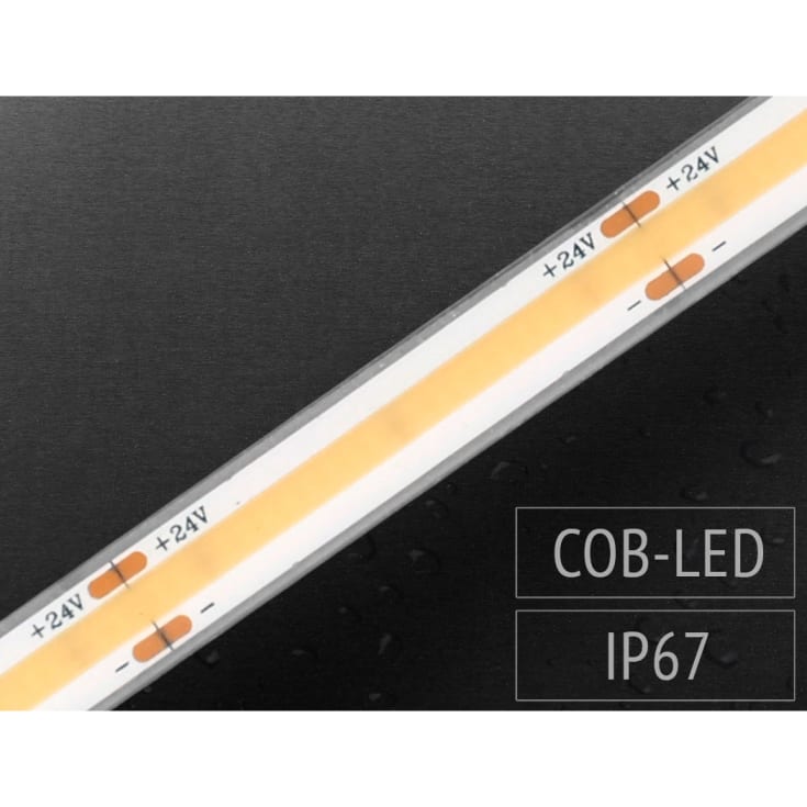 LED Strip 24V DC 10W COB 2700K RA90, 5M, IP67