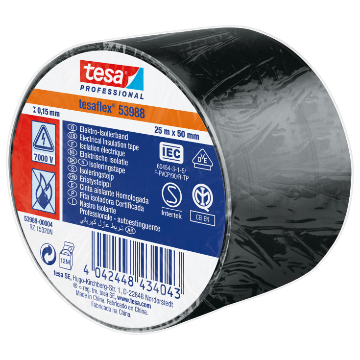 Tesa isoleringstape, sort, 50 mm, 25 meter
