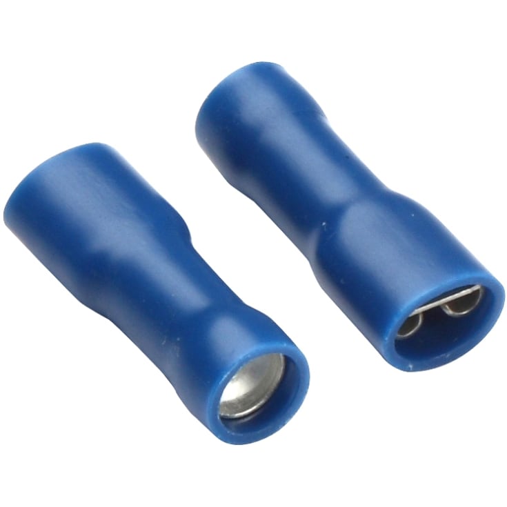 100 stk Isolerede Spademuffe blå, 1,5-2,5 mm², 4,8x0,8 mm