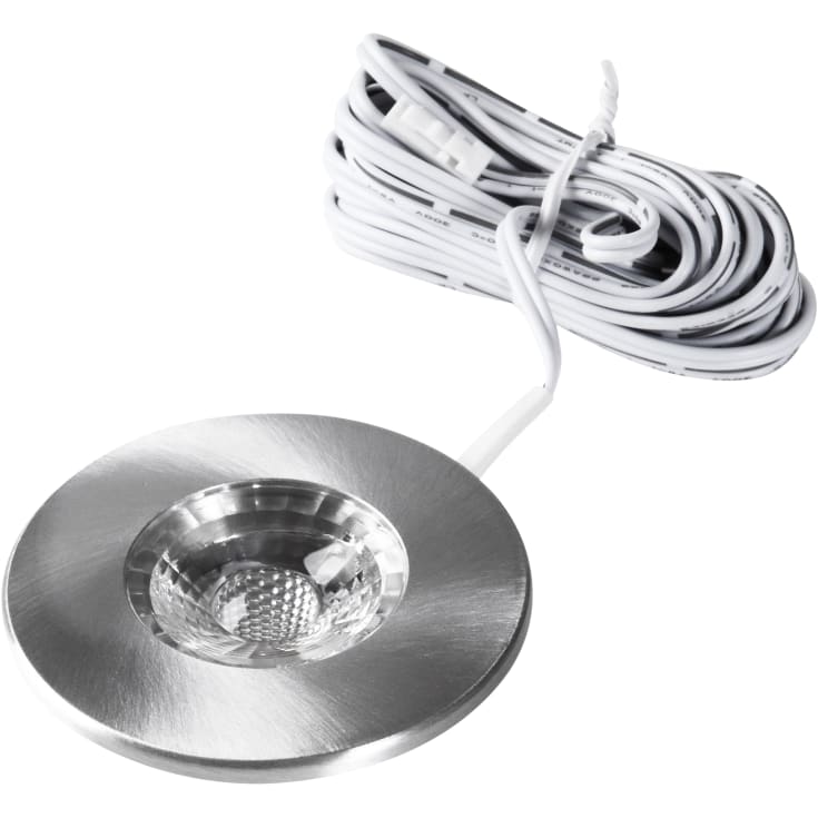 Nordtronic Gabriella 12 downlight, utanpåliggande/inbyggning, 4W/927 LED, borstat stål