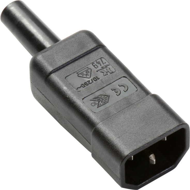 Apparatkontakt 3P rett, hann, svart, 749/SW