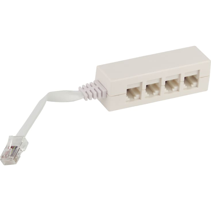 Splittertelefon 1 x RJ45-plugg / 4 x RJ45-kontakt hvit
