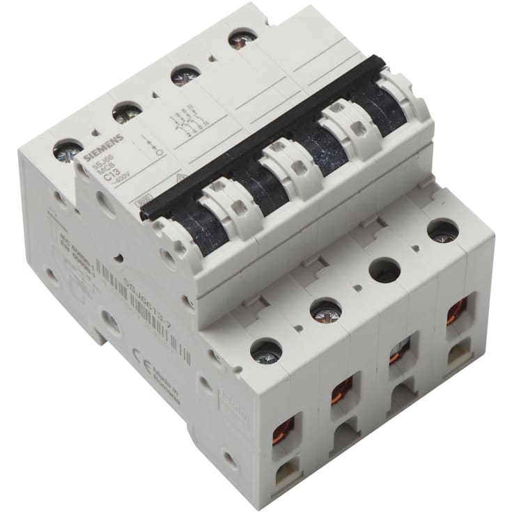 Siemens dvärgbrytare C 3P+N 10A, grå