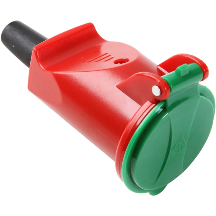 Forlængerled M/J rød/grøn slagfast 250V 13A IP44