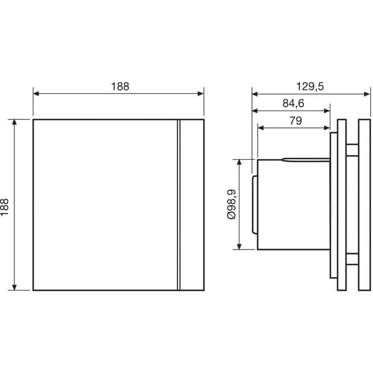 Thermex Silent 100 Design CRZ baderomsvifte, timer, Ø100 mm, hvit