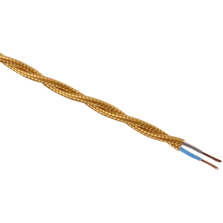 100 meter Stofledning, snoet, 2x0,75 mm², guld, S100