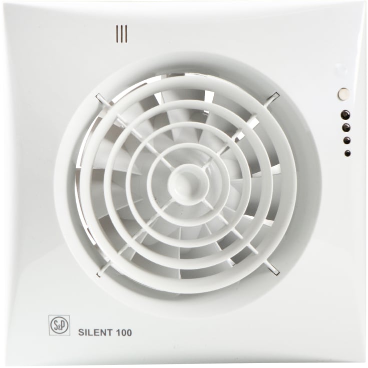 Thermex Silent 100CHZ Visual baderomsvifte, fuktstyring, timer, Ø100 mm, hvit