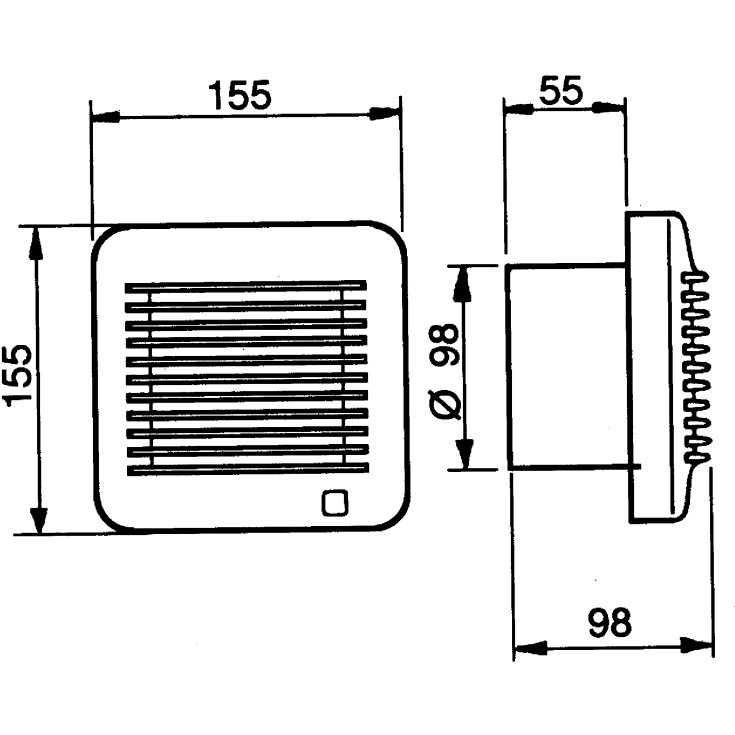 Thermex EDM 100HZ badventilator, fugtstyring, Ø100 mm, hvid