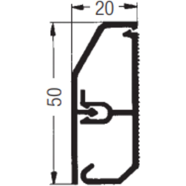 2 meter Rehau fodpanel, SL 20/50 mm, hvid