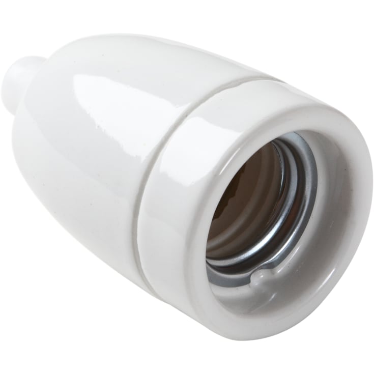 Porcelænsfatning E27 M10 glaseret med aflastning, hvid