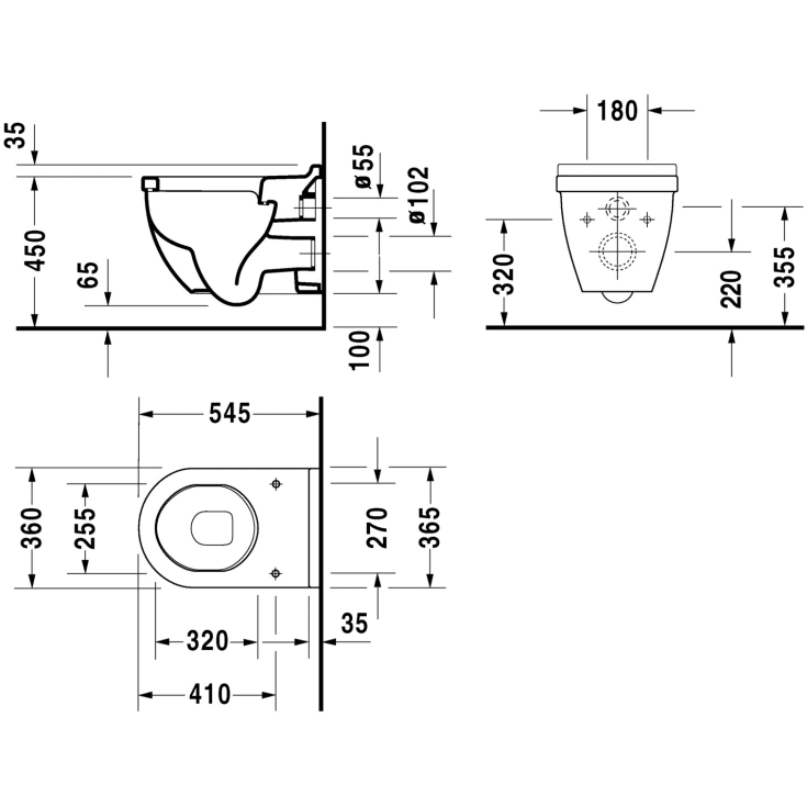 WAND-WC 540MM STARCK 3 COMFORT