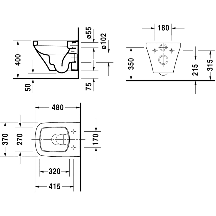 Duravit DuraStyle Compact vegghengt toalett, antibakteriell, hvit