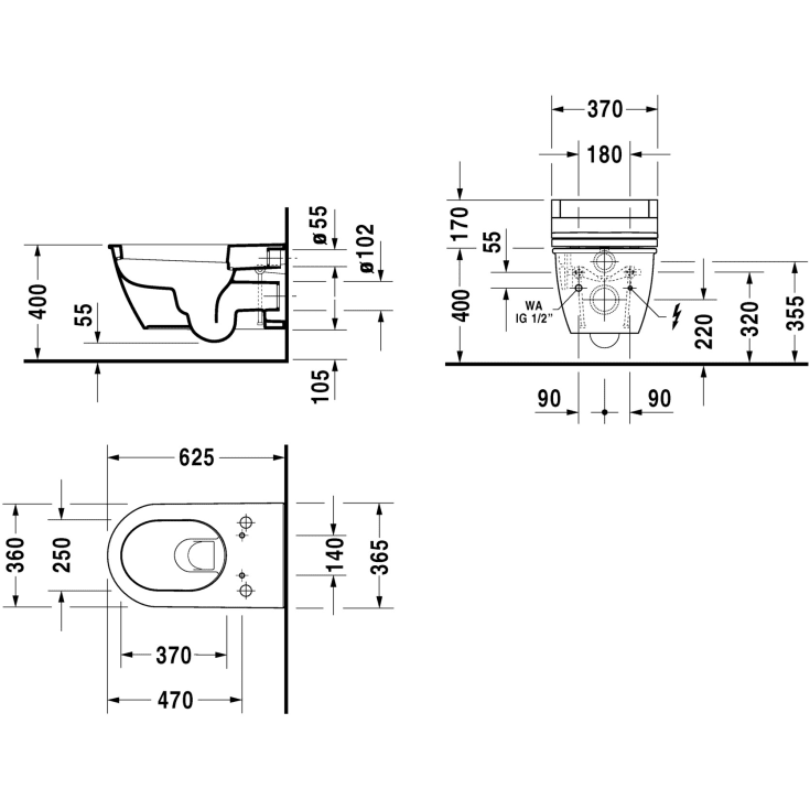 WAND-WC 620MM DARLING NEW HVID