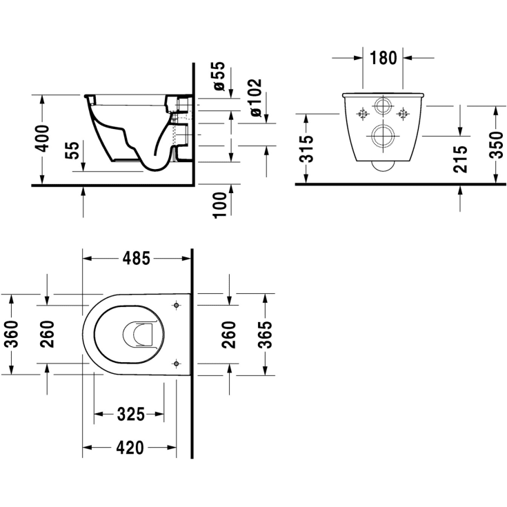 Duravit Darling New Compact vegghengt toalett, rengjøringsvennlig, hvit
