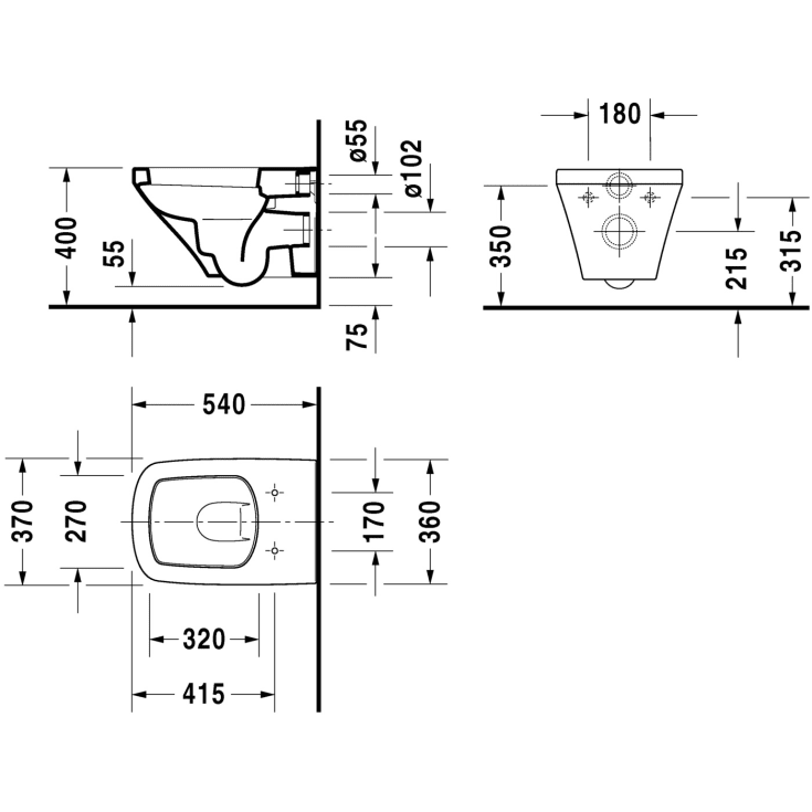 Duravit DuraStyle væghængt toilet, antibakteriel, hvid