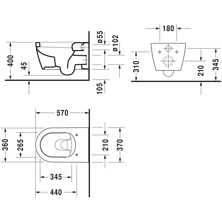 Duravit Me by Starck vegghengt toalett, antibakteriel, hvit