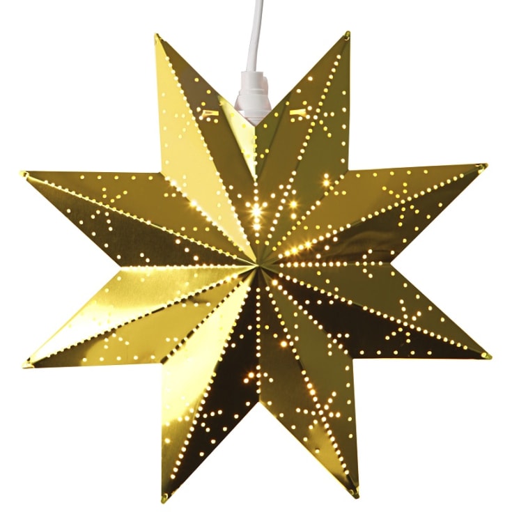 9 st Star Trading Classic adventsstjärna med ljus, 28 cm, mässing