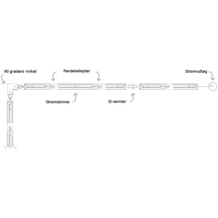 Halo Design Track 1F lysskinne, sort, 1,2 meter